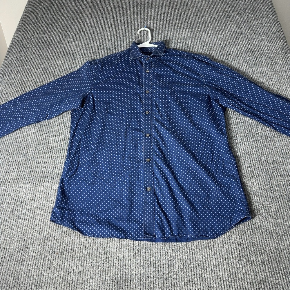 Banana Republic Button Up Mens L Blue Paisley Non-Iron Standard Fit Cotton